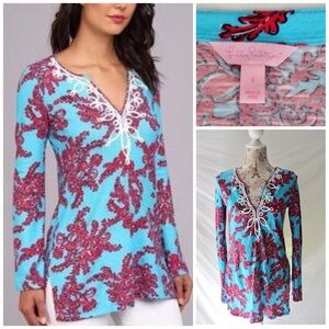 Lilly Pulitzer Westley Tunic in Rhode Island Reef print 100% cotton